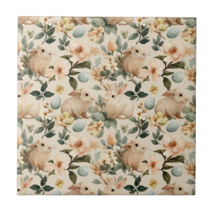 Vintage Easter Bunny Floral (4) Tile