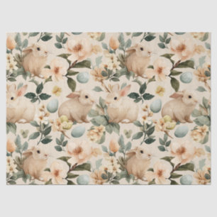 Vintage Easter Bunny Floral (4) Tissue Paper