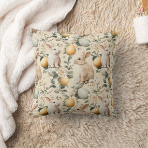 Vintage Easter Bunny Floral (5) Cushion