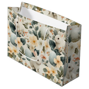 Vintage Easter Bunny Floral (6) Large Gift Bag