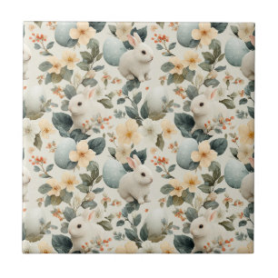 Vintage Easter Bunny Floral (6) Tile