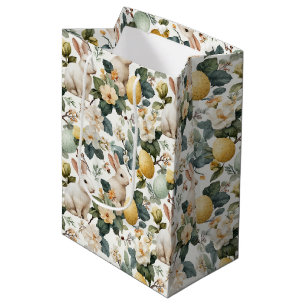 Vintage Easter Bunny Floral (7) Medium Gift Bag