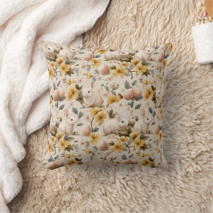 Vintage Easter Bunny Floral (8) Cushion