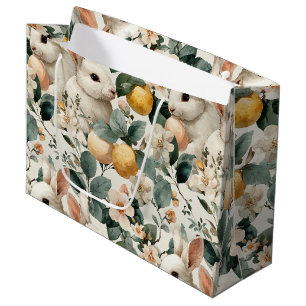 Vintage Easter Bunny Floral (9) Large Gift Bag