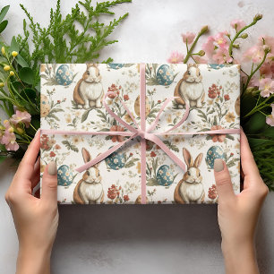 Vintage Easter Bunny & Floral Wrapping Paper