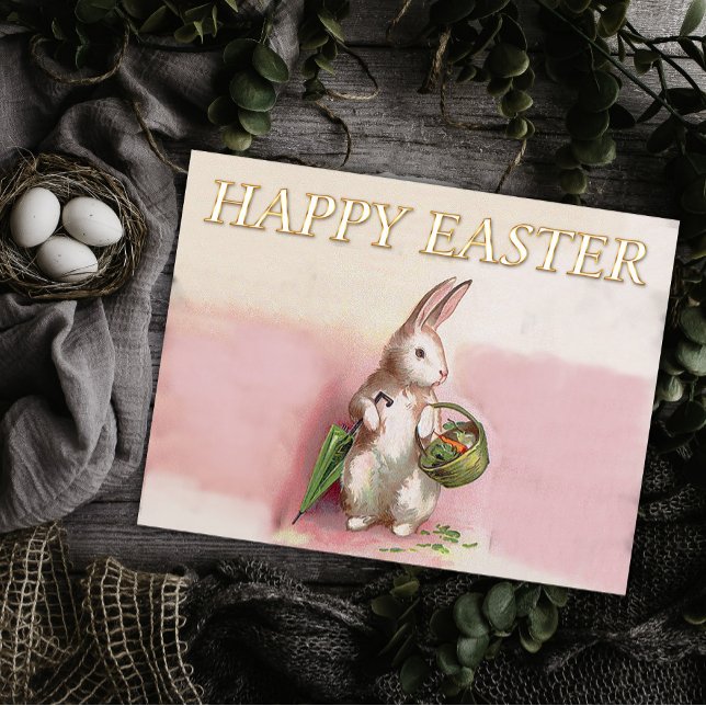 Vintage Easter Bunny Greeting Holiday Postcard (Creator Uploaded)