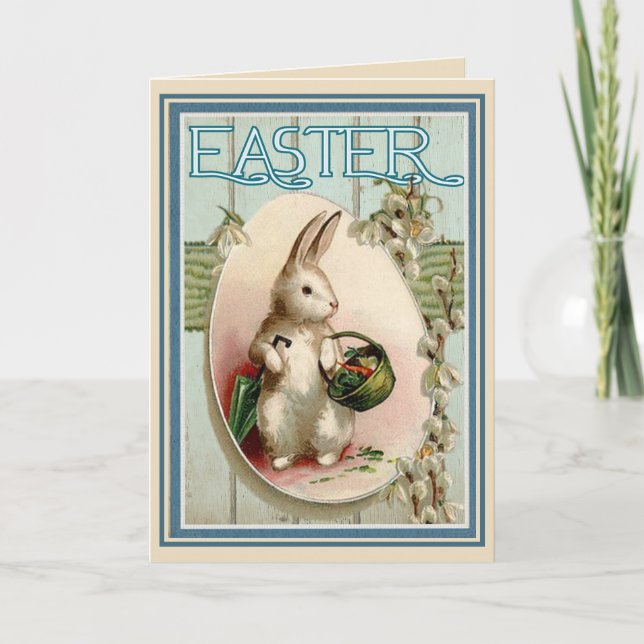 Vintage Easter Bunny Holiday Card (Front)