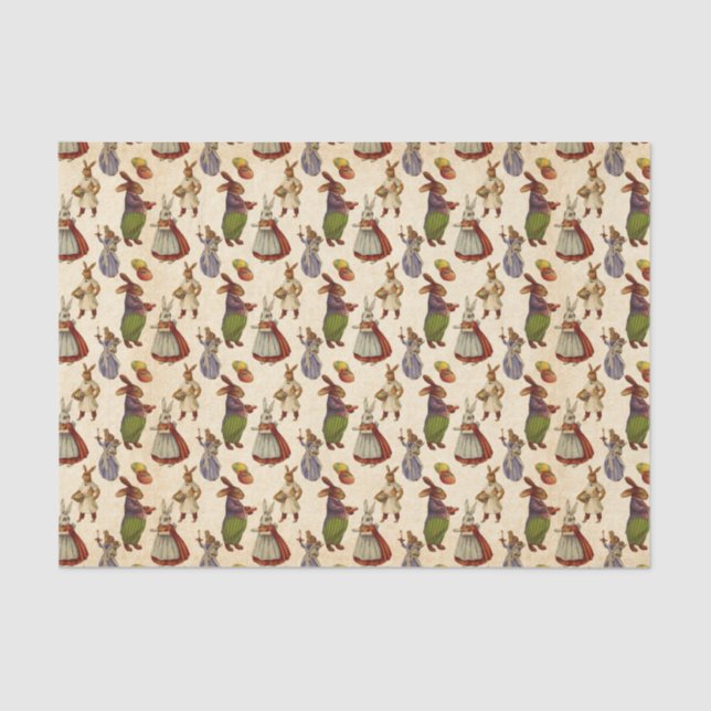 Vintage Easter bunny Holiday party tissue tiled Paper (Front)