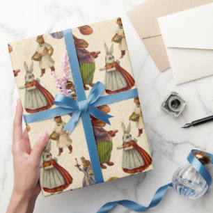 Vintage Easter Bunny Holiday party wrap Wrapping Paper