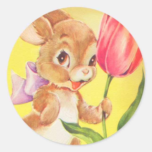 Vintage Easter Bunny Kid Stickers (Front)