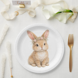 Vintage Easter Bunny Rabbit Egg Watercolor Paper Plate