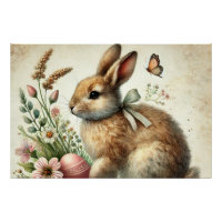 Vintage Easter Bunny Rabbit Egg Watercolor