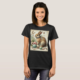 Vintage Easter Bunny Rabbit Egg Watercolor T-Shirt