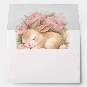 Vintage Easter Bunny Rabbit Pink Return Address Envelope