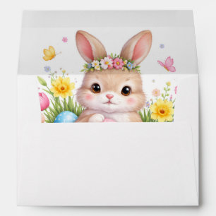 Vintage Easter Bunny Rabbit Pink Return Address Envelope