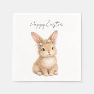 Vintage Easter Bunny Rabbit Watercolor Napkin