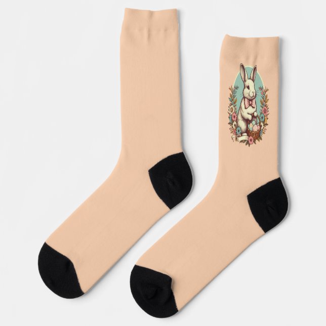 Vintage Easter bunny Socks (Left)