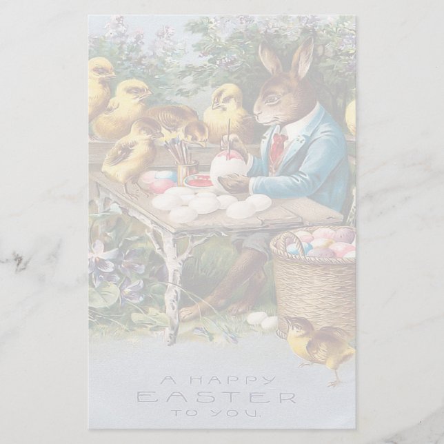 Vintage Easter Bunny Stationery (Front)