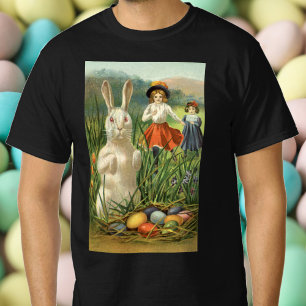 Vintage Easter Bunny with Eggs and Children T-Shirt