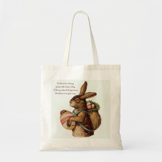 Vintage Easter Bunny with eggs Tote Bag (Front)
