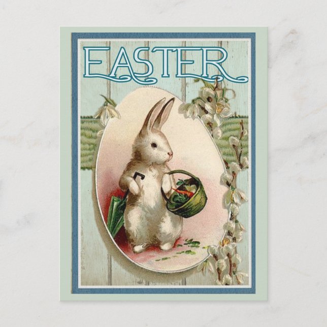 Vintage Easter Bunny With Umbrella Easter Postcard (Front)