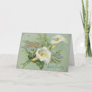 Vintage Easter Card Cross Lilly