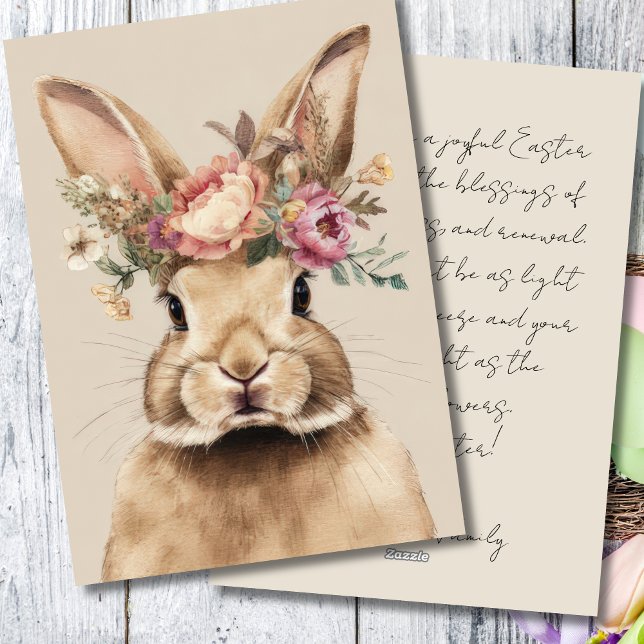 Vintage Easter Card with Flowers and Easter Bunny (Creator Uploaded)