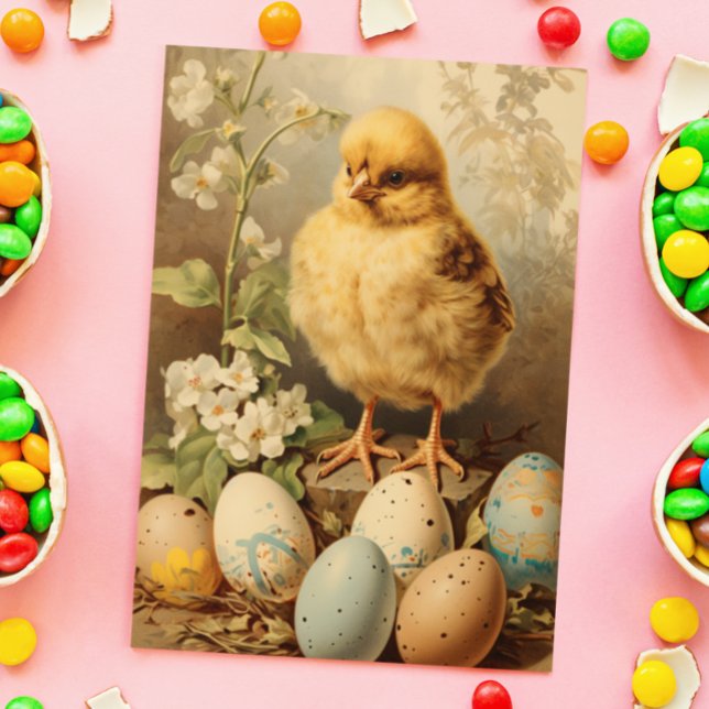 Vintage Easter Chick Basket  Postcard (Creator Uploaded)