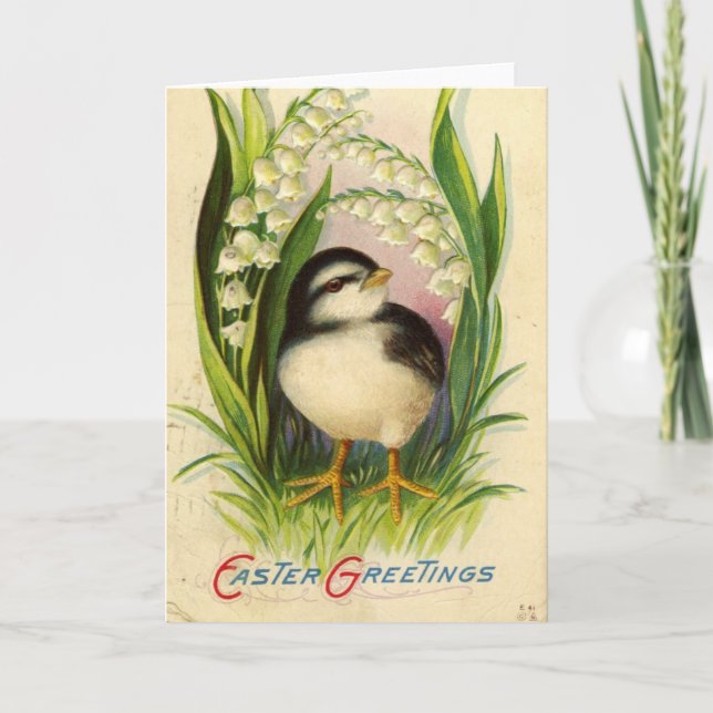 Vintage Easter Chick Holiday Card (Front)