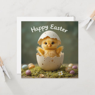 Vintage Easter Chick in Egg Rustic Happy Easter  Invitation
