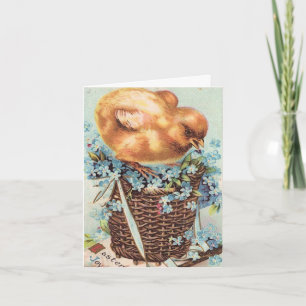 Vintage Easter Chick on Forget-me-nots Holiday Card