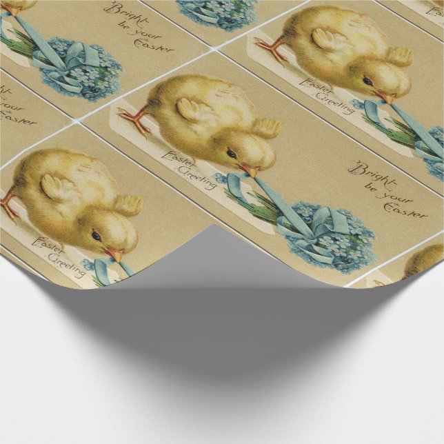 Vintage Easter Chick Wrapping Paper (Corner)