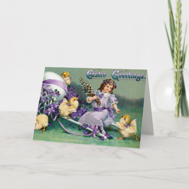 Vintage Easter chicks  Holiday Card (Front)