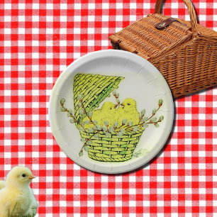 Vintage Easter Chicks Paper Plate