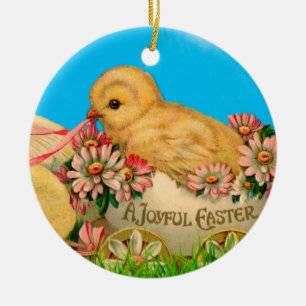 Vintage Easter Chicks with Blue Sky and Easter Egg Ceramic Tree Decoration