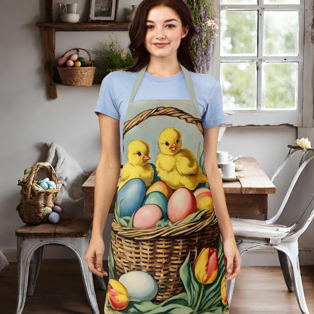   Vintage  Easter  Chicks with tulips  Apron (Creator Uploaded)