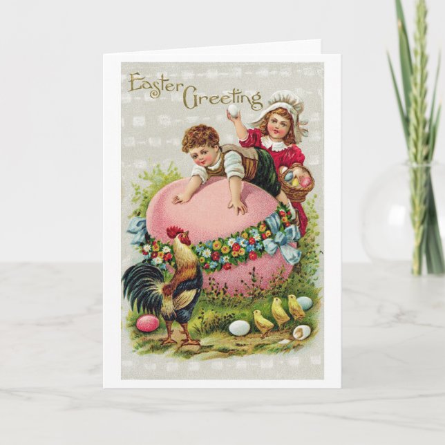 Vintage Easter Child Egg Chick Card (Front)