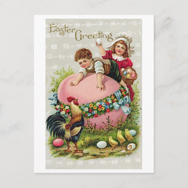 Vintage Easter Child Egg Chick  Postcard (Front)