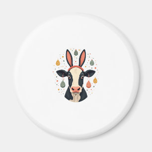 Vintage Easter Cow Bunny Ears Cute Farm Animal Egg Magnet