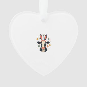 Vintage Easter Cow Bunny Ears Cute Farm Animal Egg Ornament
