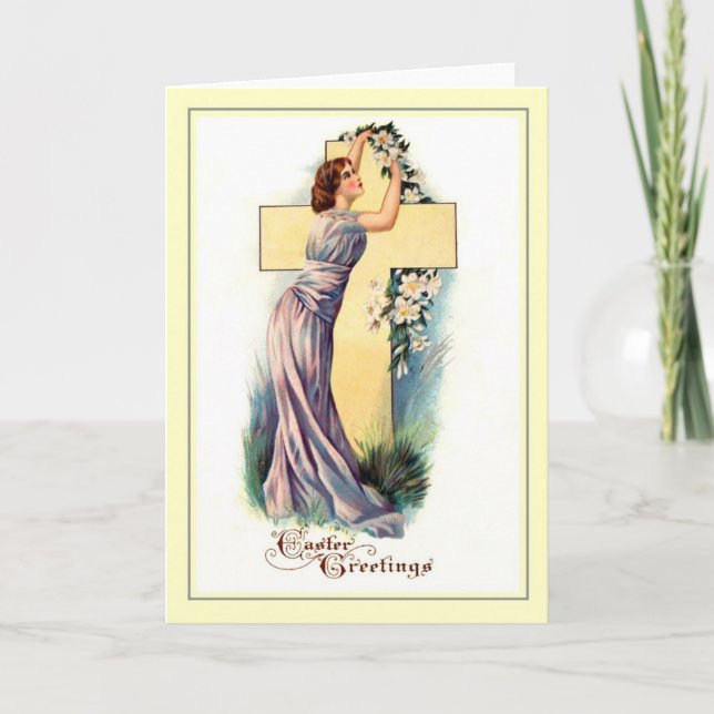Vintage Easter Cross Holiday Card (Front)