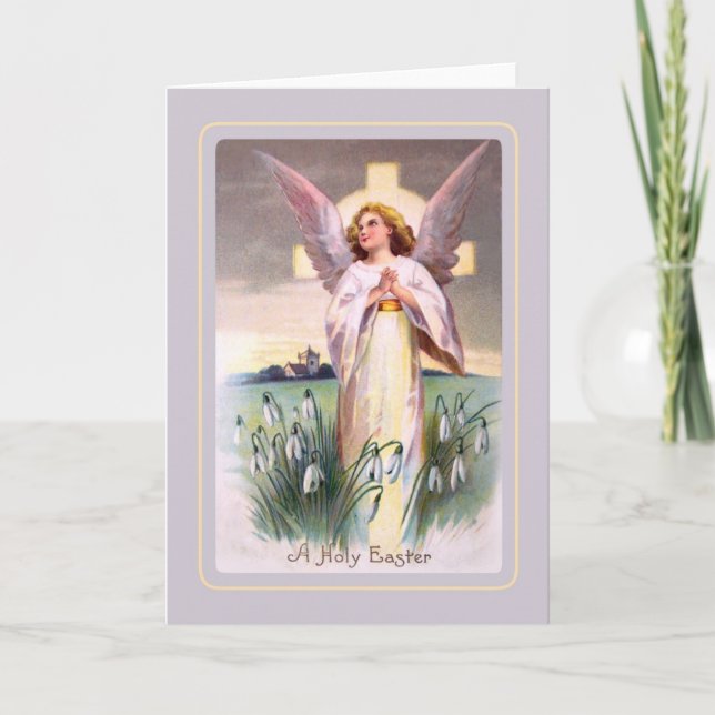 Vintage Easter Cross Holiday Card (Front)