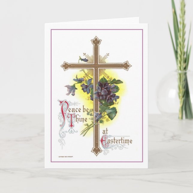Vintage Easter Cross Holiday Card (Front)