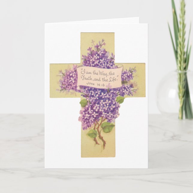 Vintage Easter Cross Holiday Card (Front)