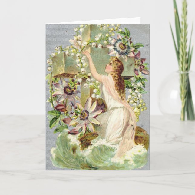 Vintage Easter Cross Holiday Card (Front)