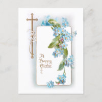 Vintage Easter Cross w/Blue Forget-me-Nots