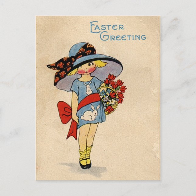 Vintage Easter Cutie Holiday Postcard (Front)