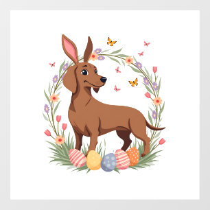Vintage Easter Dachshund Bunny Dog with Floral Egg