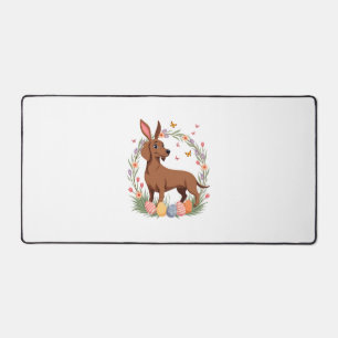 Vintage Easter Dachshund Bunny Dog with Floral Egg Desk Mat