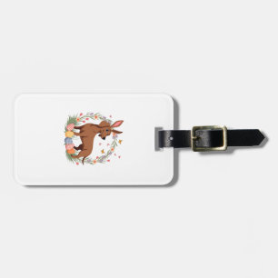 Vintage Easter Dachshund Bunny Dog with Floral Egg Luggage Tag